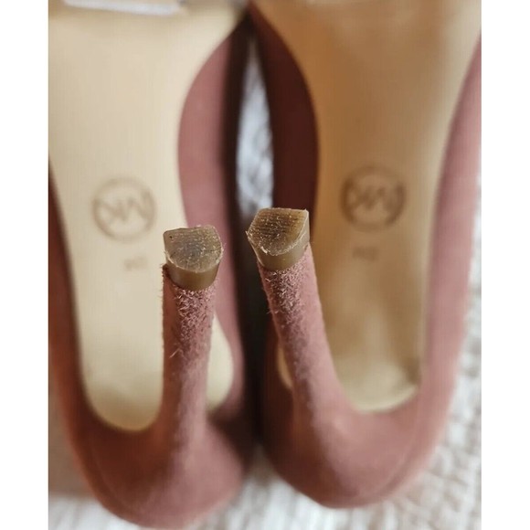 Michael Kors Suede Violet PUMP Dusty Rose Court Rhinestone Flower EUC - Picture 7 of 9